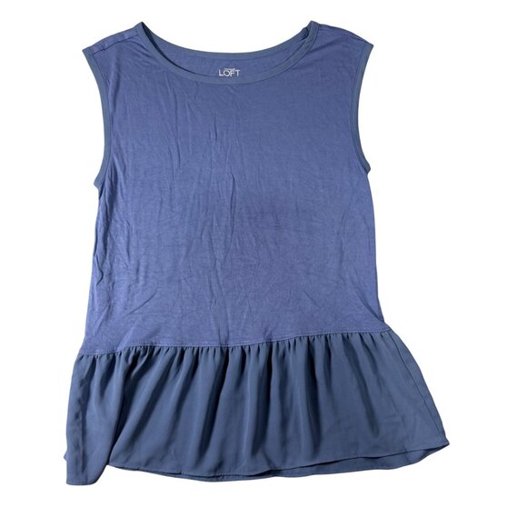 Ann Taylor Loft Womens Sleeveless Peplum Hem Top Blue Size S Rayon Polyester - Picture 1 of 4